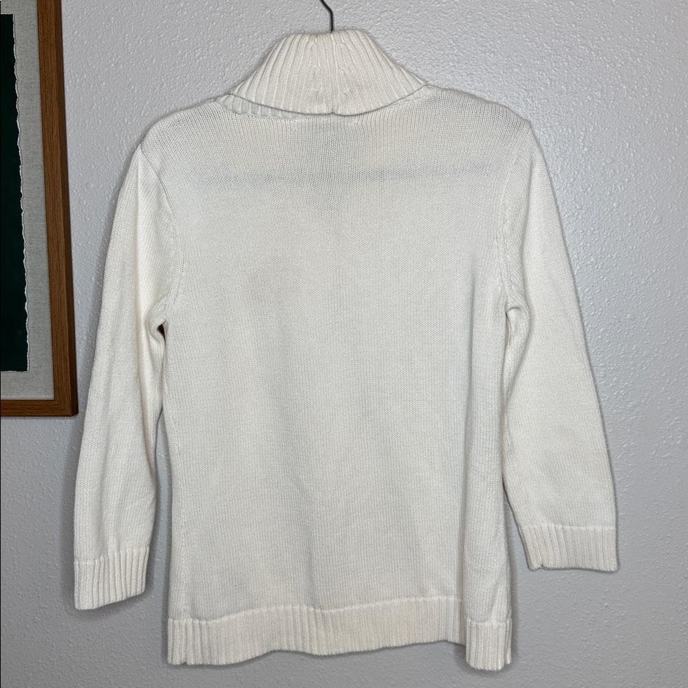 Lauren Ralph Lauren Ivory Cream Double-Breasted Cardigan Sweater 100% Cotton - M - Picture 10 of 16